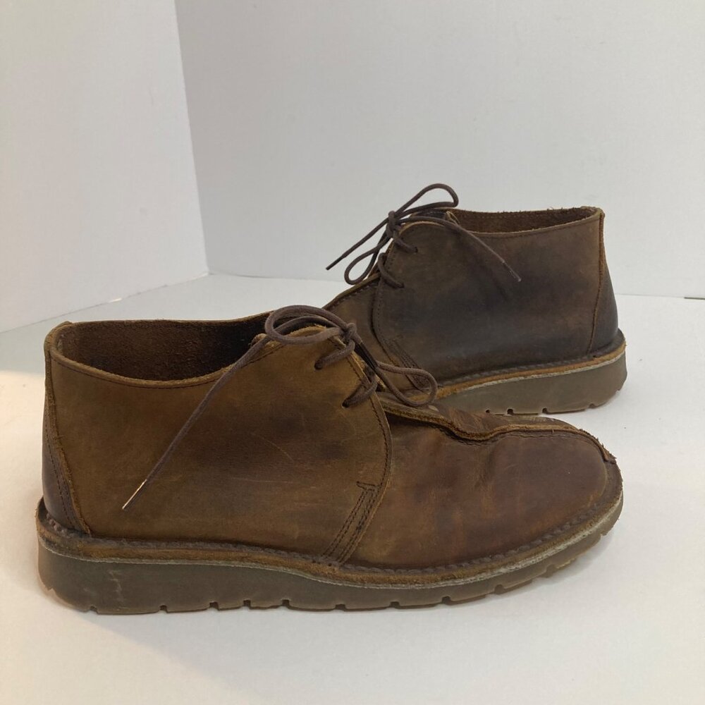 Mens Ruff Hewn‎ Leather Lace Chukka Shoe Boots 8 Made in Spain Brown